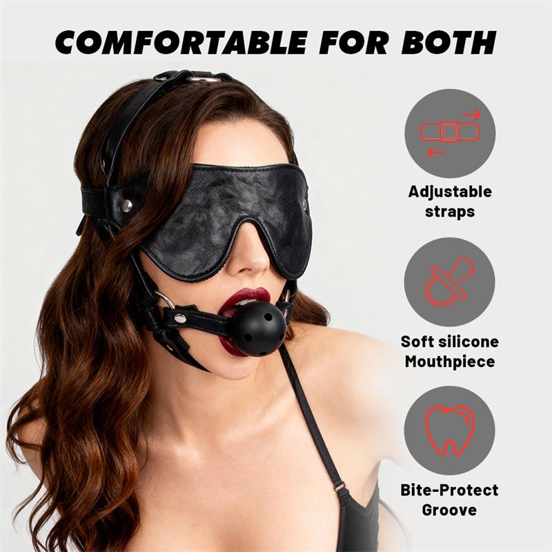 CHISA - HEAD HARNESS WITH BALL GAG AND EYE MASK