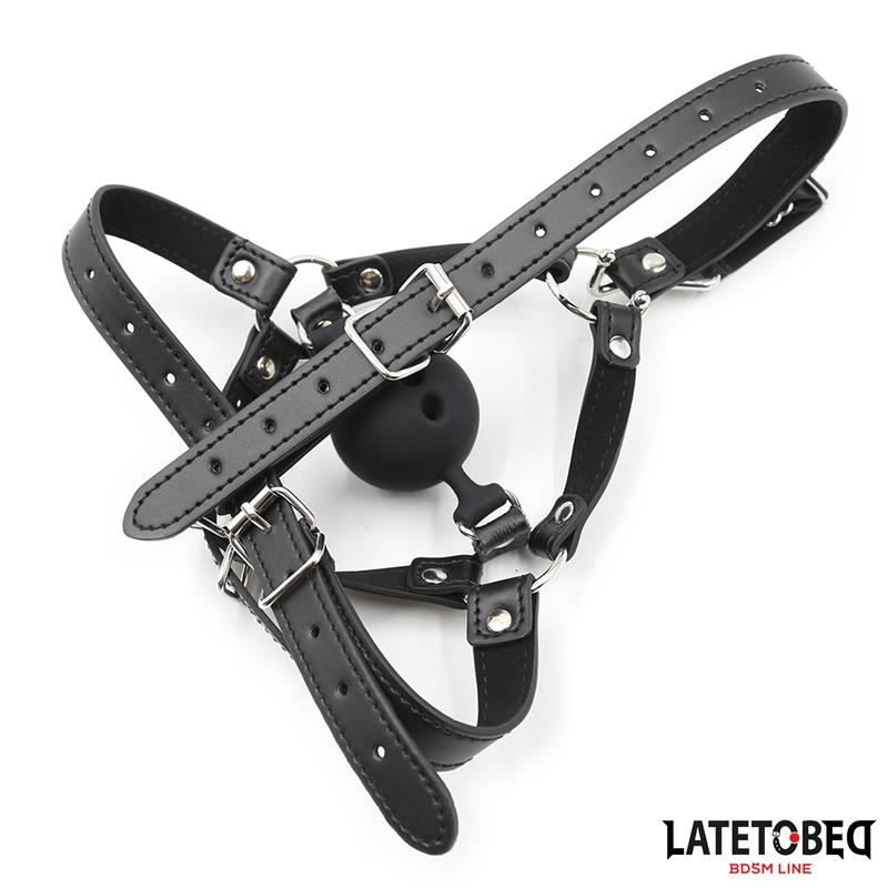 LATETOBED BDSM LINE - HEAD HARNESS WITH BALL GAG AND NOSE HOOK