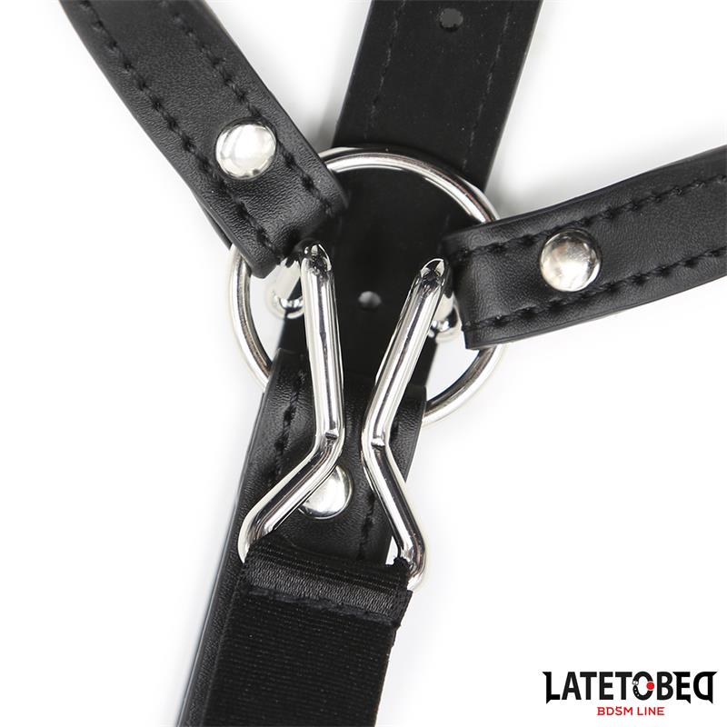 LATETOBED BDSM LINE - HEAD HARNESS WITH BALL GAG AND NOSE HOOK