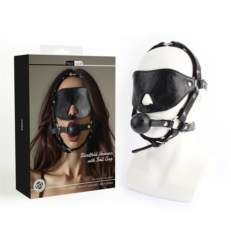 CHISA - HEAD HARNESS WITH BLINDFOLD AND BALL GAG