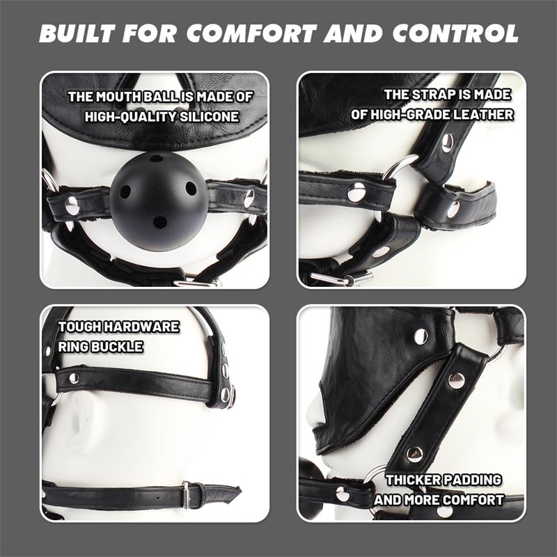 CHISA - HEAD HARNESS WITH BLINDFOLD AND BALL GAG