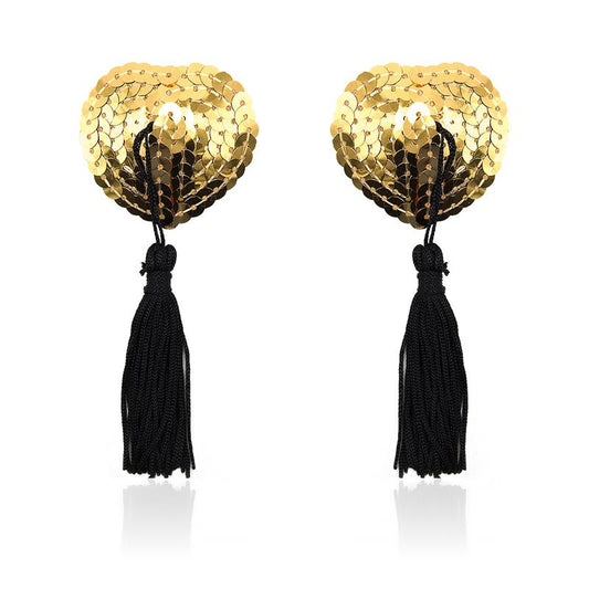 LATETOBED BDSM LINE - HEART NIPPLE COVER WITH GOLD SEQUINS