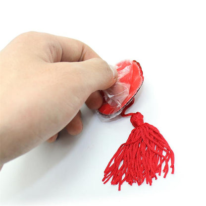 LATETOBED BDSM LINE - HEART SEQUIN NIPPLE COVER WITH TASSEL RED