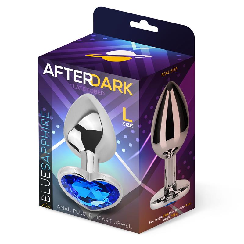 AFTERDARK - HEART SHAPED BUTT PLUG BLUE SAPPHIRE SIZE L