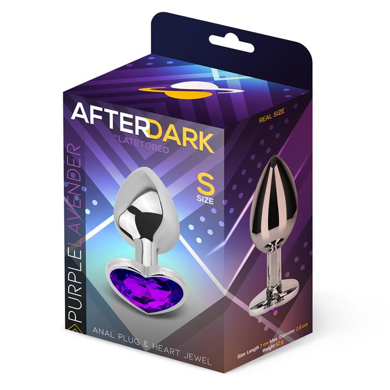 AFTERDARK - HEART SHAPED BUTT PLUG PURPLE LAVENDER SIZE S