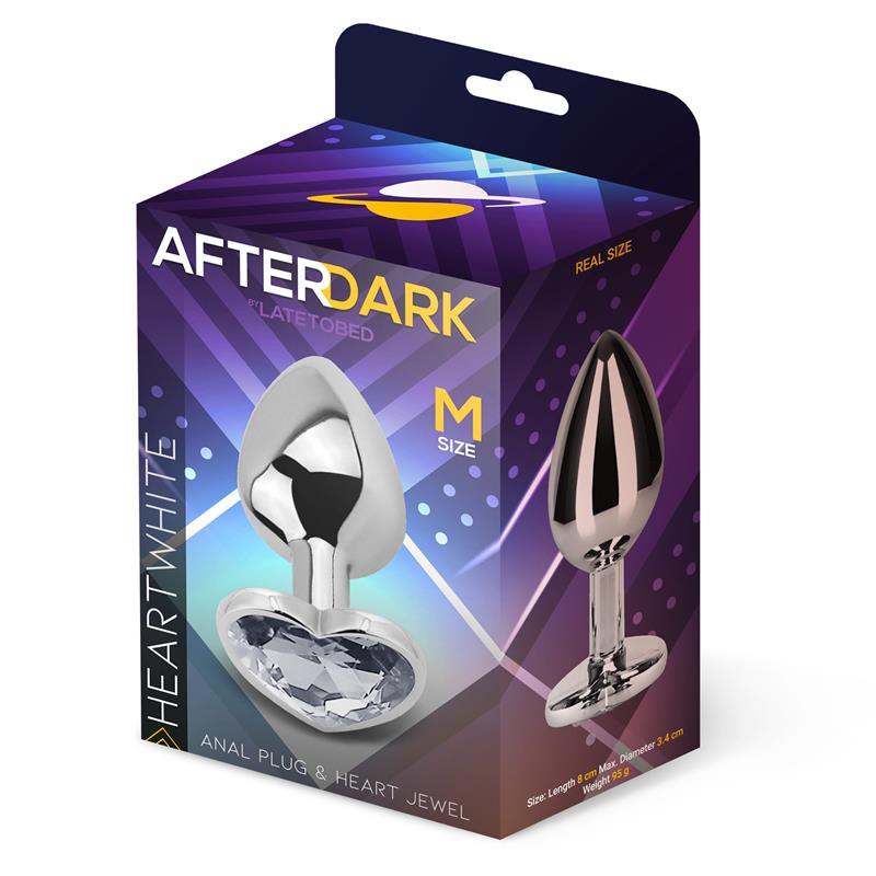 AFTERDARK - HEART SHAPED BUTT PLUG WHITE SIZE M