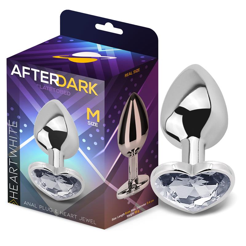 AFTERDARK - HEART SHAPED BUTT PLUG WHITE SIZE M