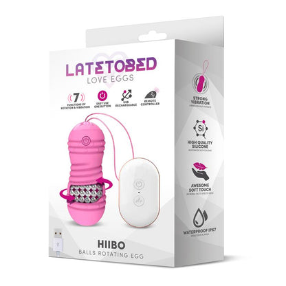 LATETOBED - HIIBO HUEVO VIBRADOR Y ROTATORIO CON CONTROL REMOTO USB SILICONA ROSA