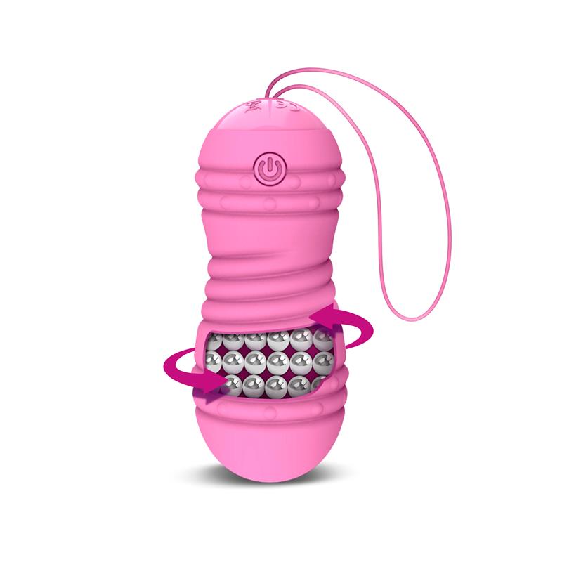LATETOBED - HIIBO HUEVO VIBRADOR Y ROTATORIO CON CONTROL REMOTO USB SILICONA ROSA