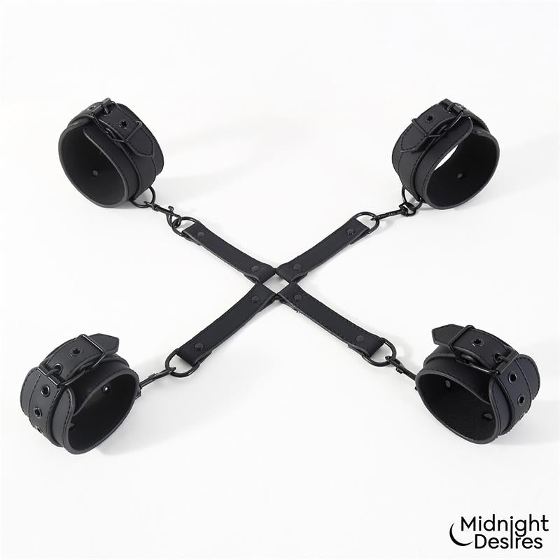 MIDNIGHT DESIRES - HOGTIE CROSS BAR HAND AND ANKLE CUFFS