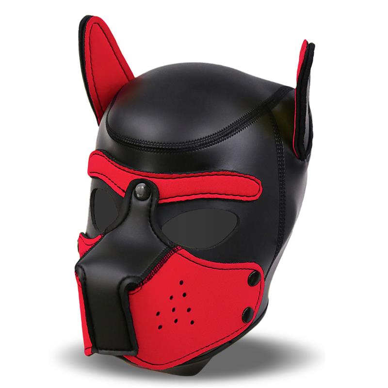 INTOYOU BDSM LINE - HOUND DOG HOUND WITH REMOVABLE MUZZLE NEOPRENE BLACK/RED ONE SIZE