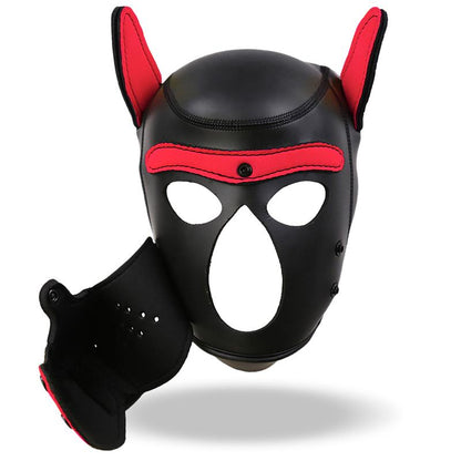 INTOYOU BDSM LINE - HOUND DOG HOUND WITH REMOVABLE MUZZLE NEOPRENE BLACK/RED ONE SIZE
