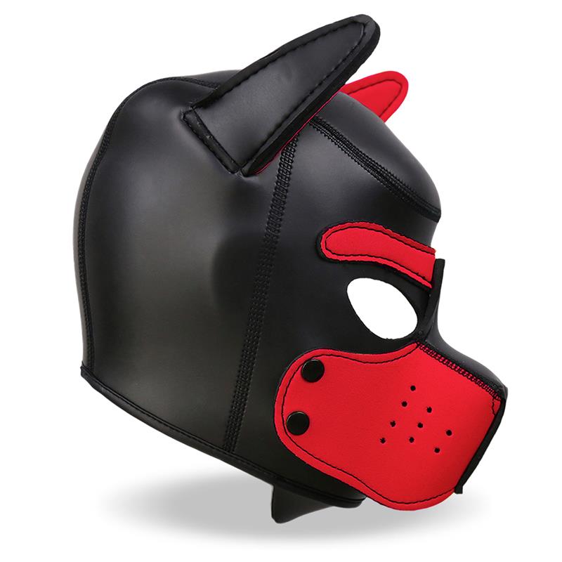 INTOYOU BDSM LINE - HOUND DOG HOUND WITH REMOVABLE MUZZLE NEOPRENE BLACK/RED ONE SIZE