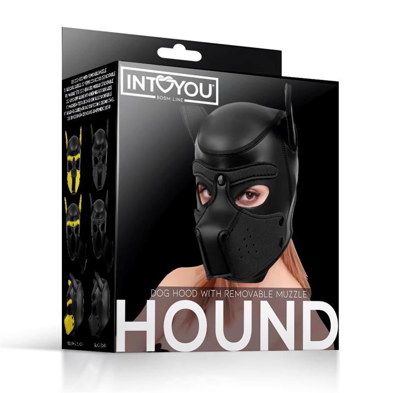 INTOYOU BDSM LINE - HOUND NEOPRENE DOG HOUND REMOVABLE MUZZLE BLACK ONE SIZE