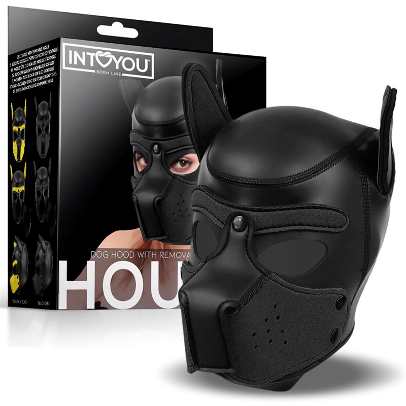 INTOYOU BDSM LINE - HOUND NEOPRENE DOG HOUND REMOVABLE MUZZLE BLACK ONE SIZE