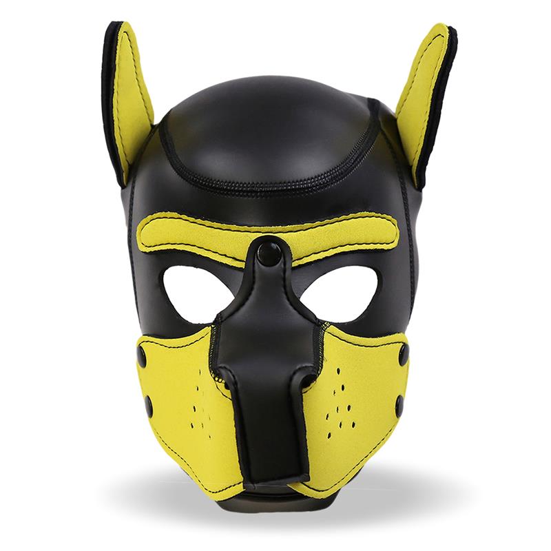 INTOYOU BDSM LINE - HOUND NEOPRENE DOG HOUND REMOVABLE MUZZLE BLACK/YELLOW ONE SIZE