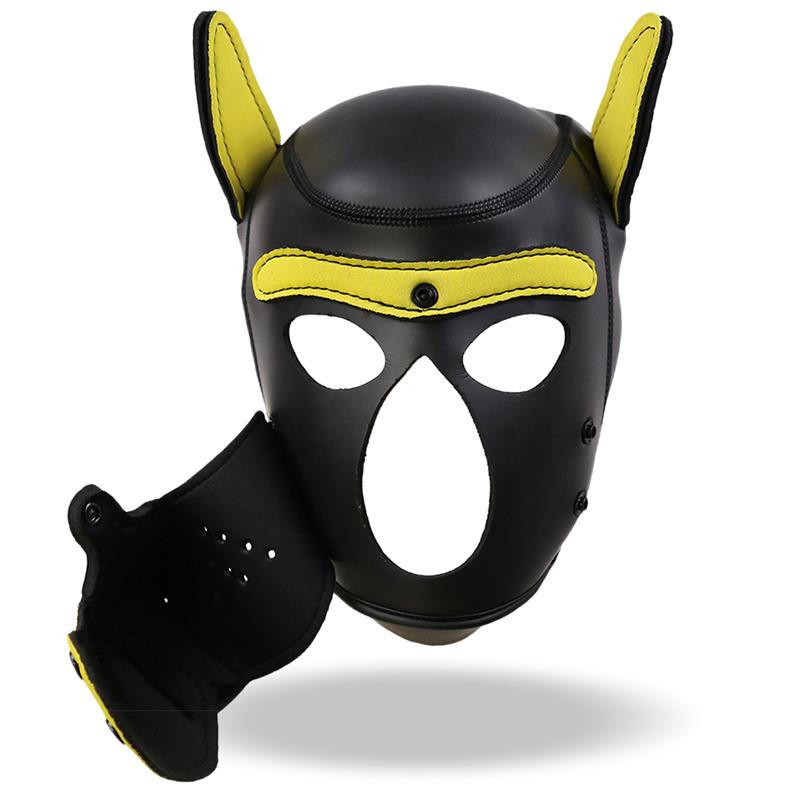 INTOYOU BDSM LINE - HOUND NEOPRENE DOG HOUND REMOVABLE MUZZLE BLACK/YELLOW ONE SIZE