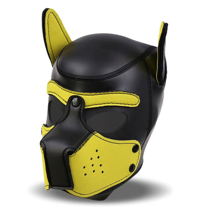 INTOYOU BDSM LINE - HOUND NEOPRENE DOG HOUND REMOVABLE MUZZLE BLACK/YELLOW ONE SIZE