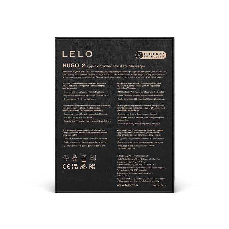 LELO - HUGO 2 PROSTATE MASSAGER WITH BLACK APP