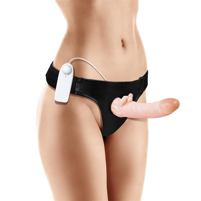 HARNESS COLLECTION LATETOBED - HYBEE MULTI-SPEED STRAP-ON WITH HOLLOW DILDO AND REMOTE CONTROL