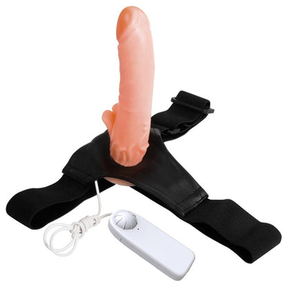 HARNESS COLLECTION LATETOBED - HYBEE MULTI-SPEED STRAP-ON WITH HOLLOW DILDO AND REMOTE CONTROL