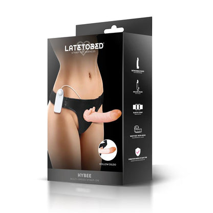HARNESS COLLECTION LATETOBED - HYBEE MULTI-SPEED STRAP-ON WITH HOLLOW DILDO AND REMOTE CONTROL