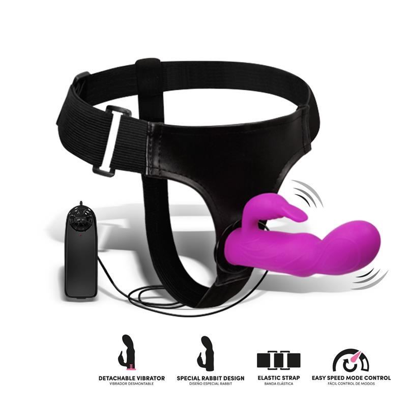 HARNESS COLLECTION LATETOBED - HYMAX STRAP-ON HARNESS MULTI-SPEED VIBE WITH RABBIT AND REMOTE CONTROL