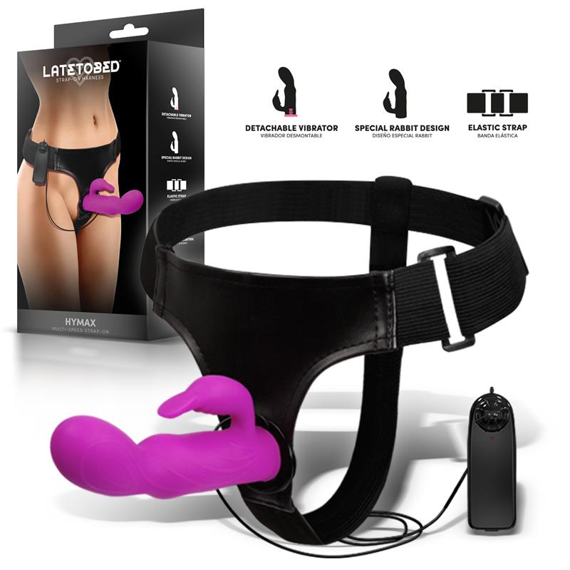 HARNESS COLLECTION LATETOBED - HYMAX STRAP-ON HARNESS MULTI-SPEED VIBE WITH RABBIT AND REMOTE CONTROL