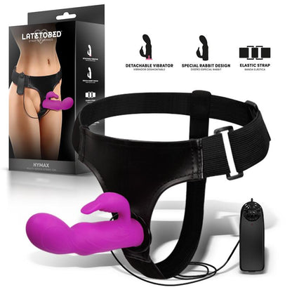 HARNESS COLLECTION LATETOBED - HYMAX STRAP-ON HARNESS MULTI-SPEED VIBE WITH RABBIT AND REMOTE CONTROL