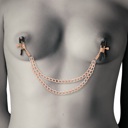 COQUETTE CHIC DESIRE - PINZAS PARA PEZONES DE METAL DE FANTASÍA CON CADENA
