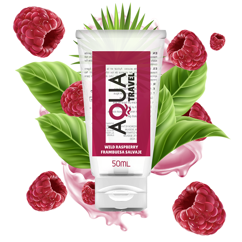 AQUA TRAVEL - WILD RASPBERRY FLAVOUR WATERBASED LUBRICANT - 50 ML