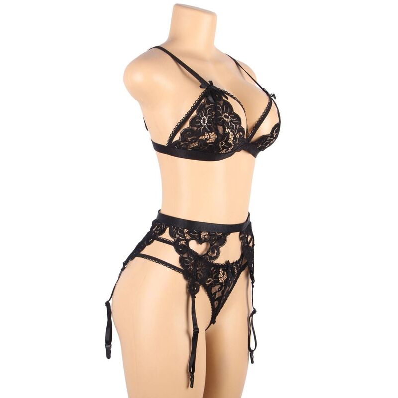 SUBBLIME - SET THREE PIECES SET BRA + GARTER BELT + THONG