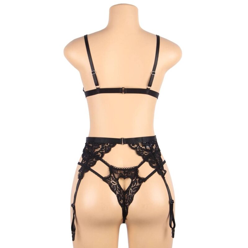 SUBBLIME - SET THREE PIECES SET BRA + GARTER BELT + THONG