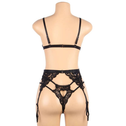 SUBBLIME - SET THREE PIECES SET BRA + GARTER BELT + THONG