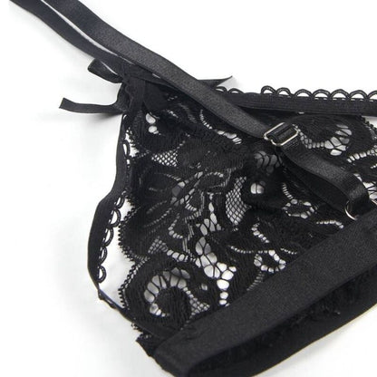 SUBBLIME - SET THREE PIECES SET BRA + GARTER BELT + THONG S/M