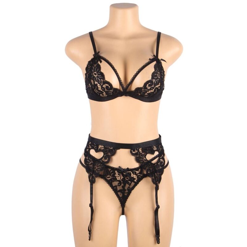 SUBBLIME - SET THREE PIECES SET BRA + GARTER BELT + THONG