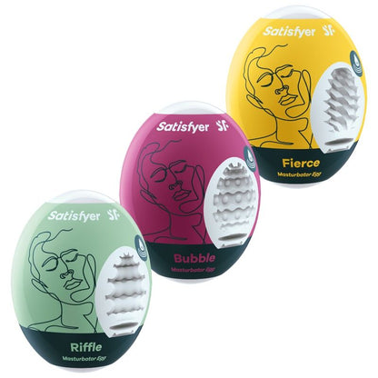 SATISFYER – 3 MASTURBATOR-EIER RIFFLE, BUBBLE &amp; FIERCE