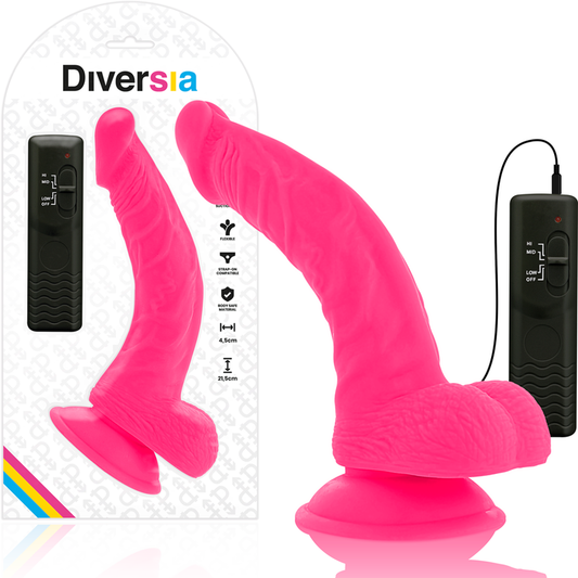 DIVERSIA - GODEMICHET VIBRANT FLEXIBLE ROSE 21,5 CM -O- 4,5 CM
