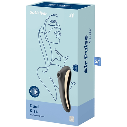 SATISFYER - VIBRADOR DUAL KISS CON PULSACIONES DE AIRE NEGRO