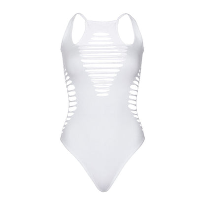 LEG AVENUE - BODY THONG RACERBACK WHITE