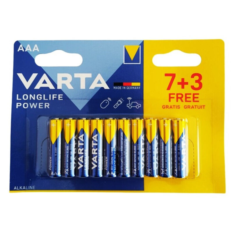 VARTA - PILE ALCALINE LONGLIFE POWER AAA LR03 10 UNITÉ