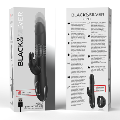 BLACK&SILVER - KENJI UP & DOWN RABBIT VIBRATOR + WATCHME REMOTE CONTROL