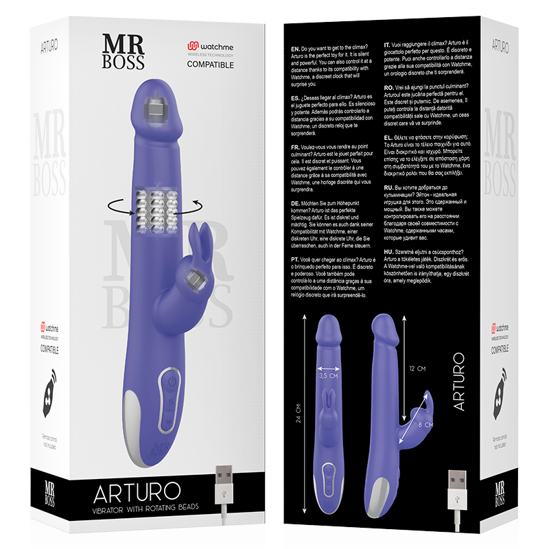 MR BOSS - VIBRADOR Y ROTADOR ARTURO + CONTROL REMOTO WATCHME