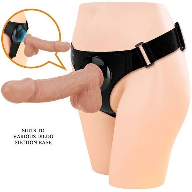 PRETTY LOVE - ARNÉS CON SLIP, ARNÉS UNIVERSAL CON DILDO JERRY DE 21,8 CM NATURAL