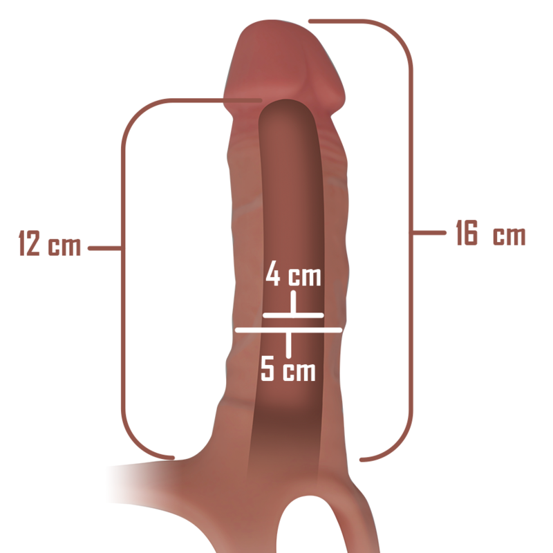 INTENSE - HARNAIS CREUX AVEC GODEMICHET EN SILICONE 16 X 3,5 CM