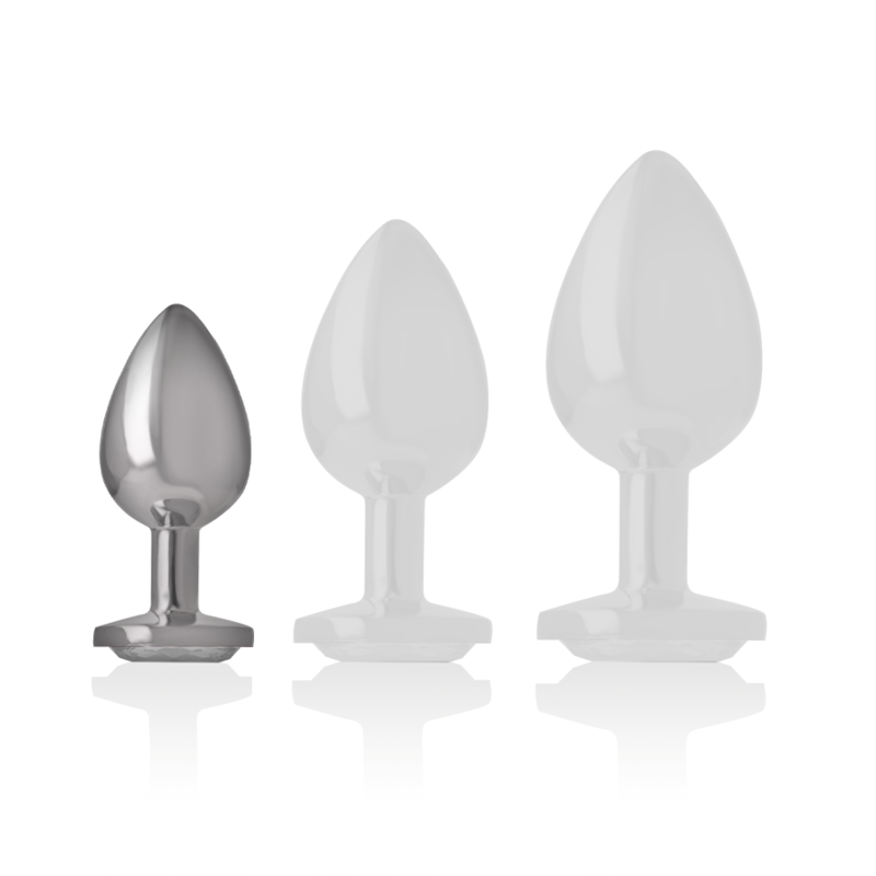 INTENSE - PLUG ANAL EN MÉTAL D'ALUMINIUM AVEC CRISTAL ARGENTÉ TAILLE S