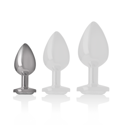 INTENSE - PLUG ANAL EN MÉTAL D'ALUMINIUM AVEC CRISTAL ARGENTÉ TAILLE S
