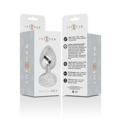 INTENSE - PLUG ANAL EN MÉTAL D'ALUMINIUM AVEC CRISTAL ARGENTÉ TAILLE S