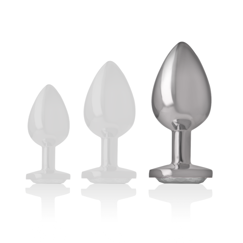 INTENSE - PLUG ANAL EN MÉTAL D'ALUMINIUM AVEC CRISTAL ARGENTÉ TAILLE L