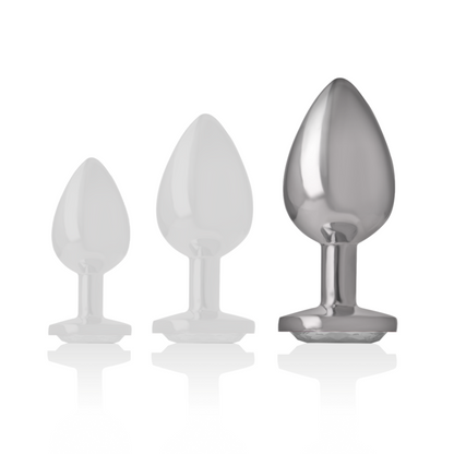INTENSE - PLUG ANAL EN MÉTAL D'ALUMINIUM AVEC CRISTAL ARGENTÉ TAILLE L